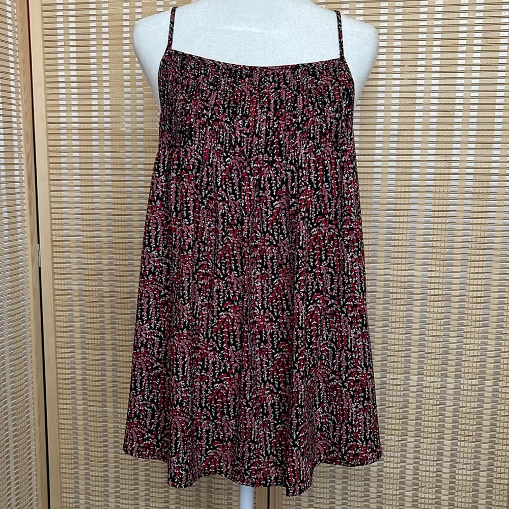 Ann Taylor LOFT Black and Pink Floral Tank Top